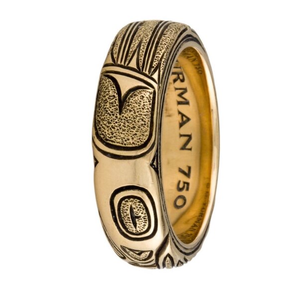 DAVID YURMAN 18K 750 YELLOW GOLD ENGRAVED BAND RING - Picture 2 of 9